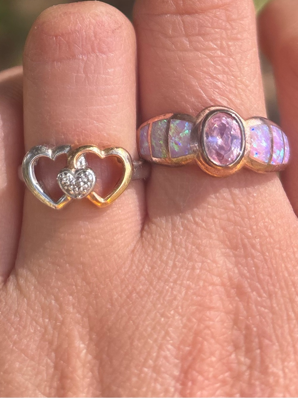 Two tone 10K diamond ring lot